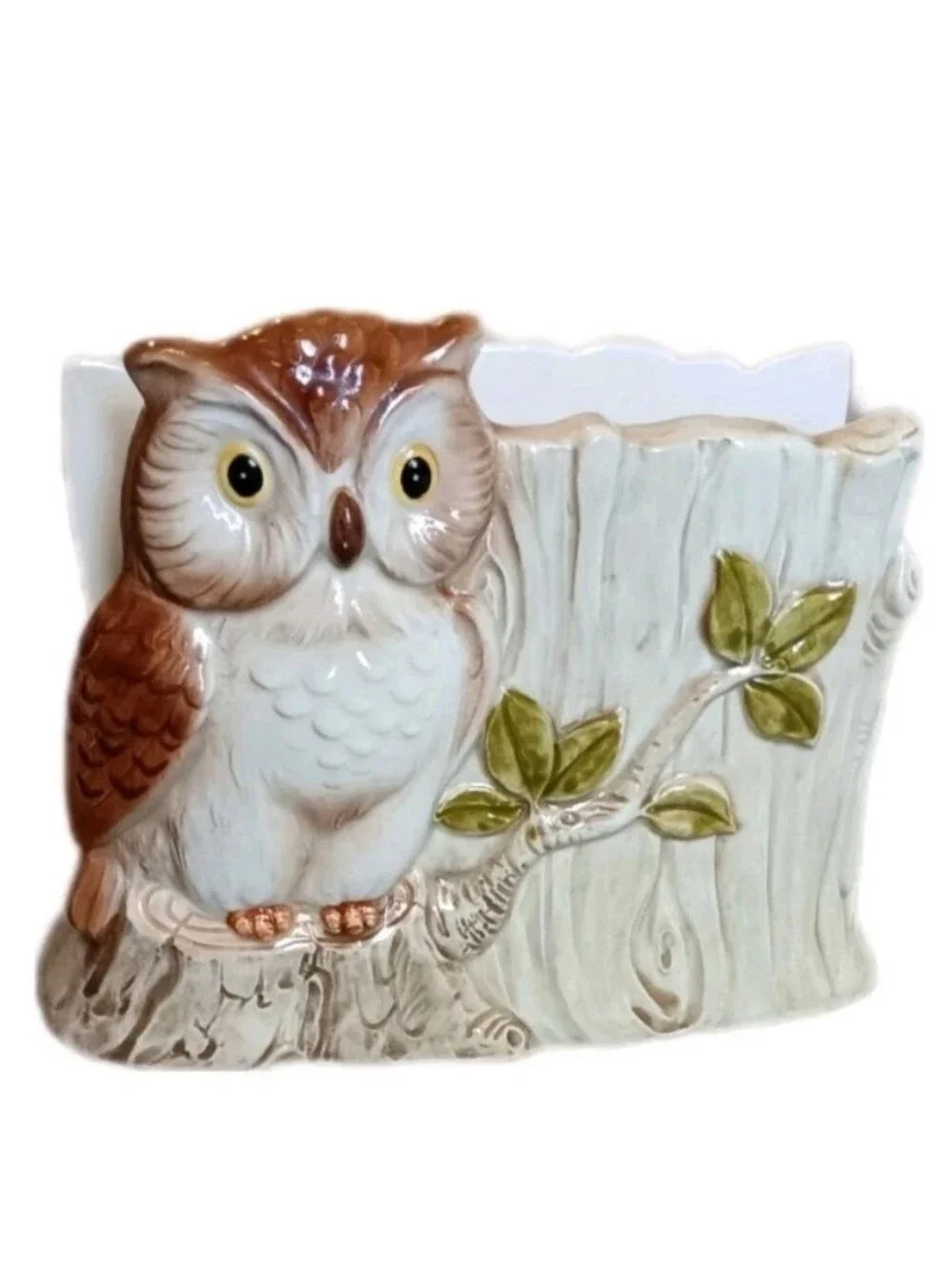 1984 Otagiri Japan Owl Napkin Holder, Letter Holder Vintage Cottage 80s Kitchen